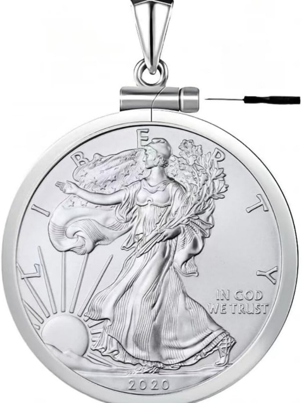 Sterling Silver 1 oz Coin Holder with Screw Top, Fits 40.6mm Diameter Coins